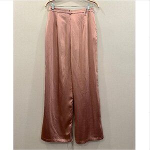 Club L London No Limits | Pink/Nude Satin Wide Leg Pants Size 8